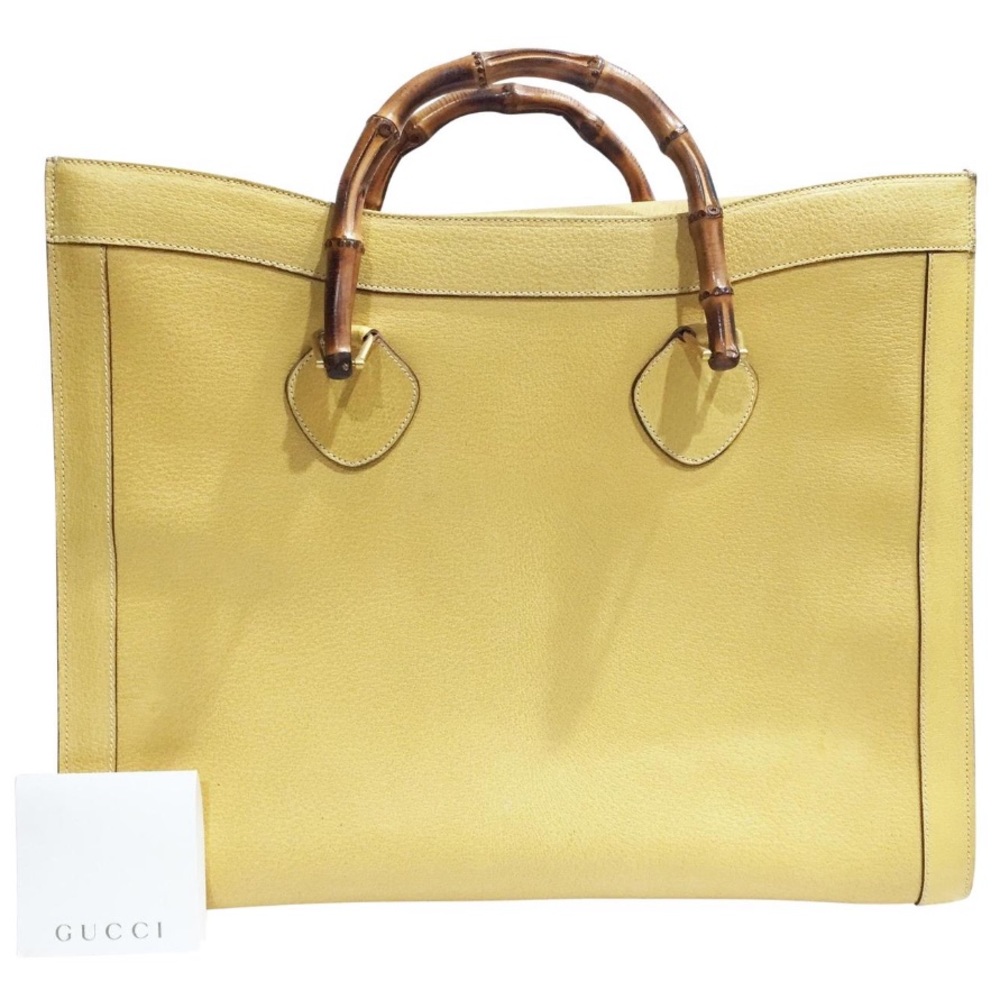 GUCCI RARE YELLOW TOTE with Bamboo Handles